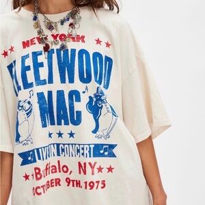 Daydreamer Cream Fleetwood Mac Graphic Tee with Blue and Red Print